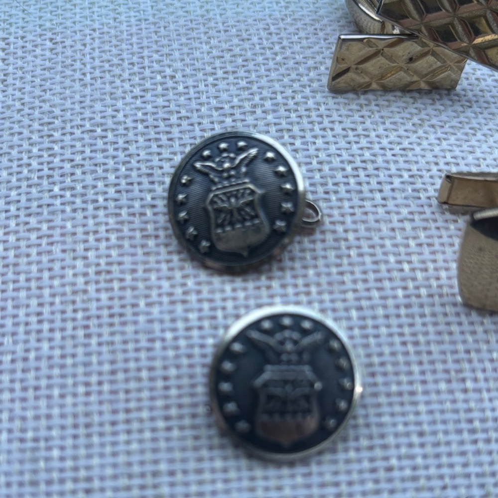 Elegant Gold and Black Cufflinks Set and Military Buttons. Swank - Picture 2 of 4